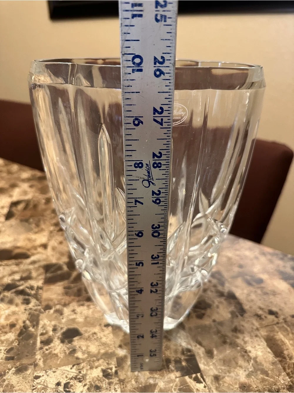 Clear Crystal Glass Vase - Elegant Cut Design